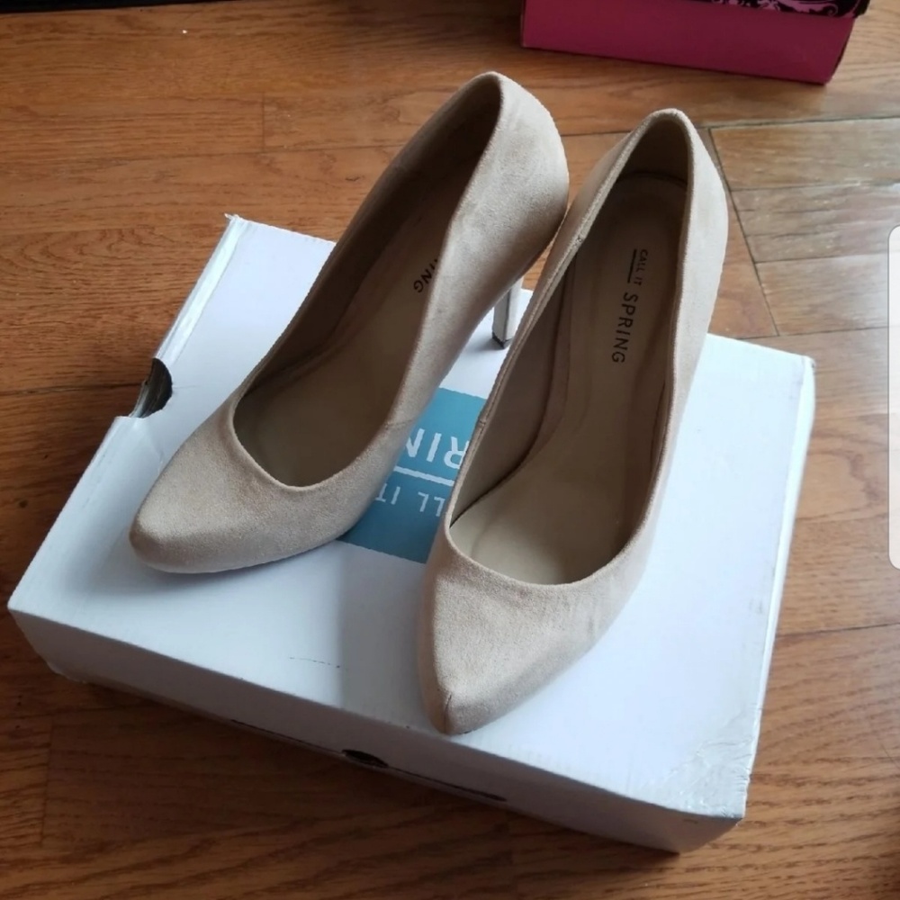 Call It Spring Suede Nude Heels